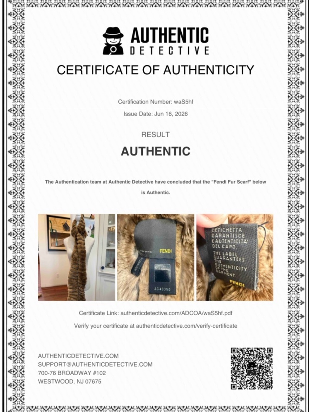 Fendi Extra Long Brown Fur Scarf With Certificate of Authenticity - Picture 2 of 7